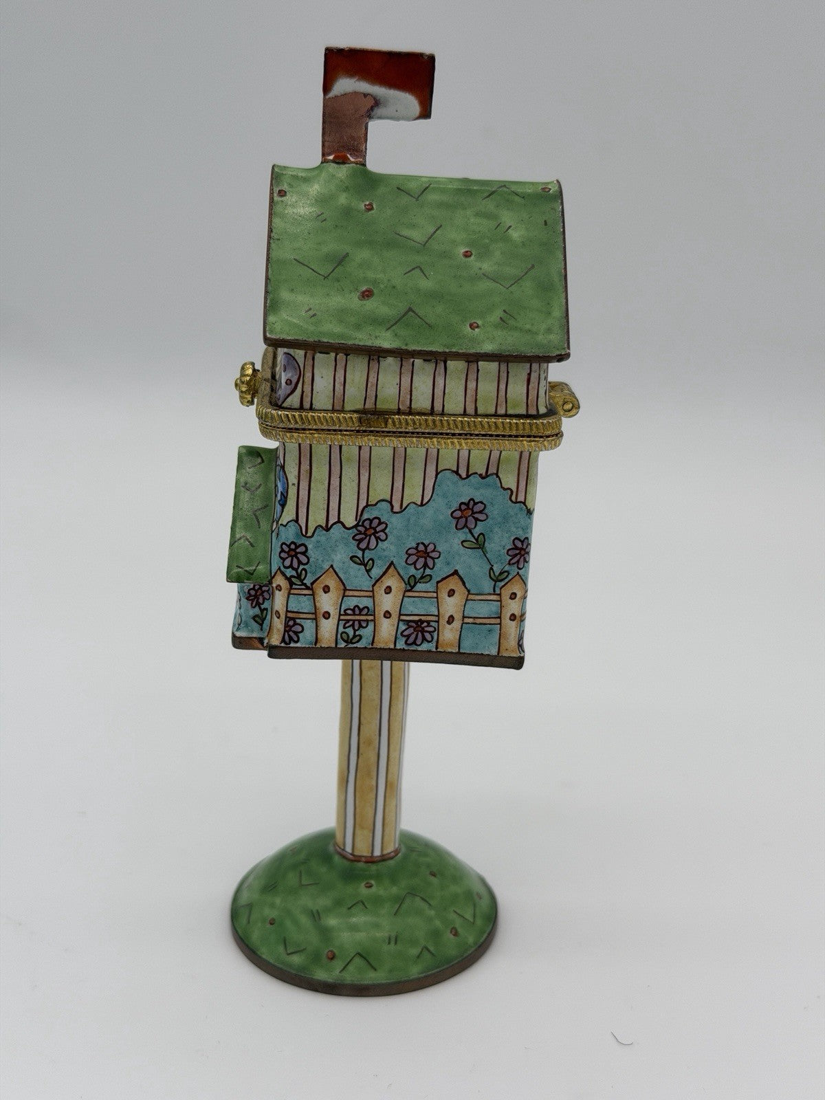 Empress Arts enamel trinket box U.S. Mail mailbox 6”birdhouse