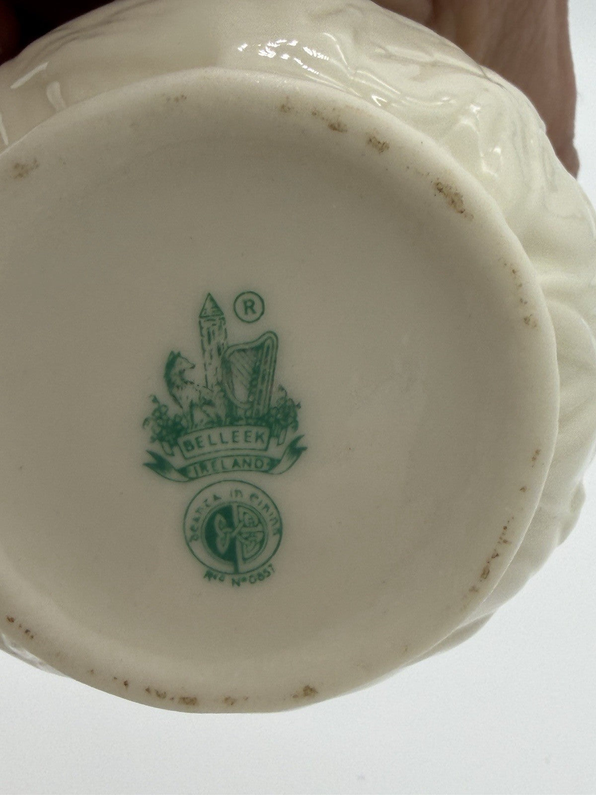 Belleek Ireland porcelain Lotus pattern creamer and open sugar bowl set Vintage