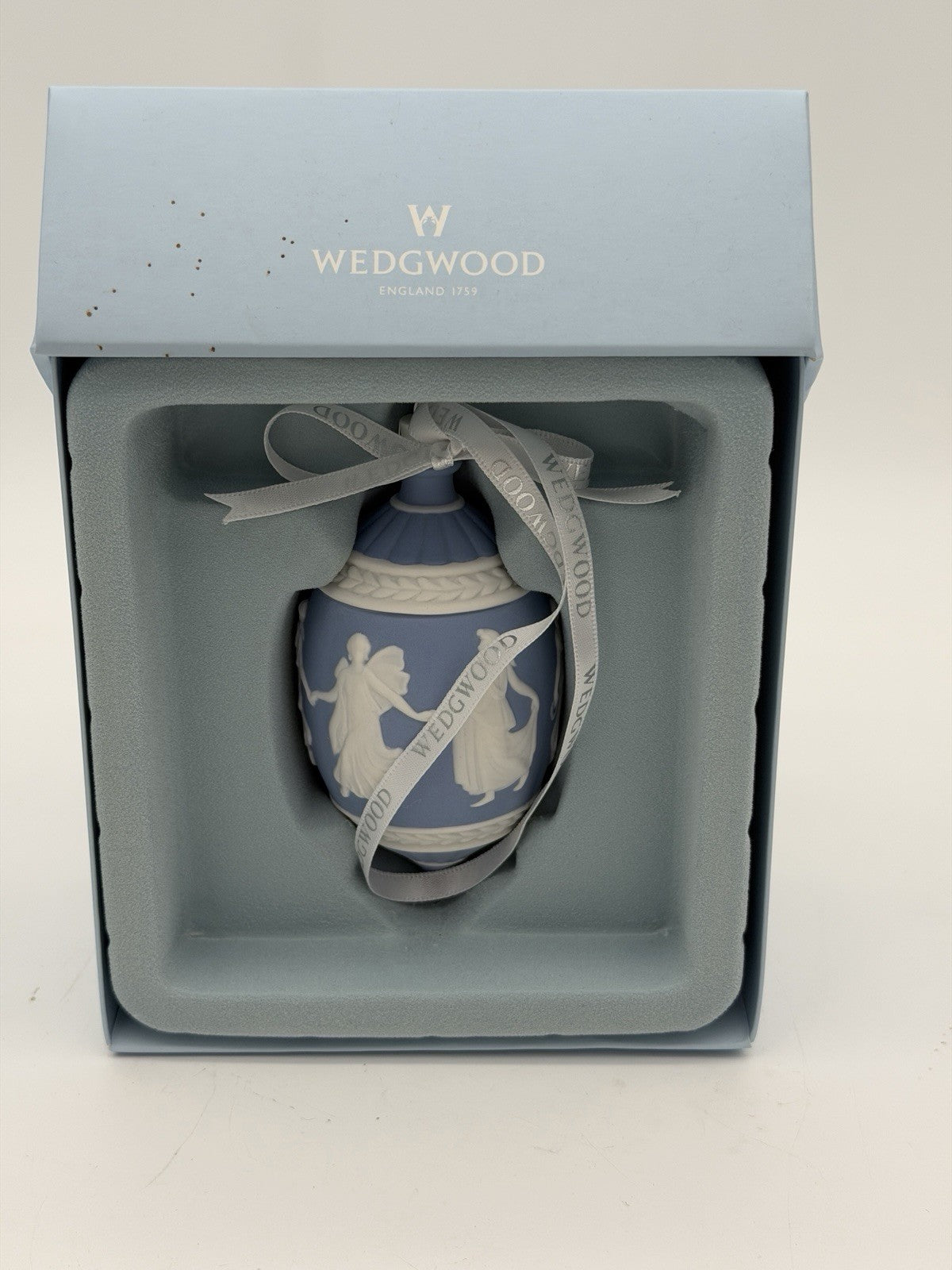 Wedgwood Jasperware Dancing Hours Blue/white Christmas Ornament Porcelain