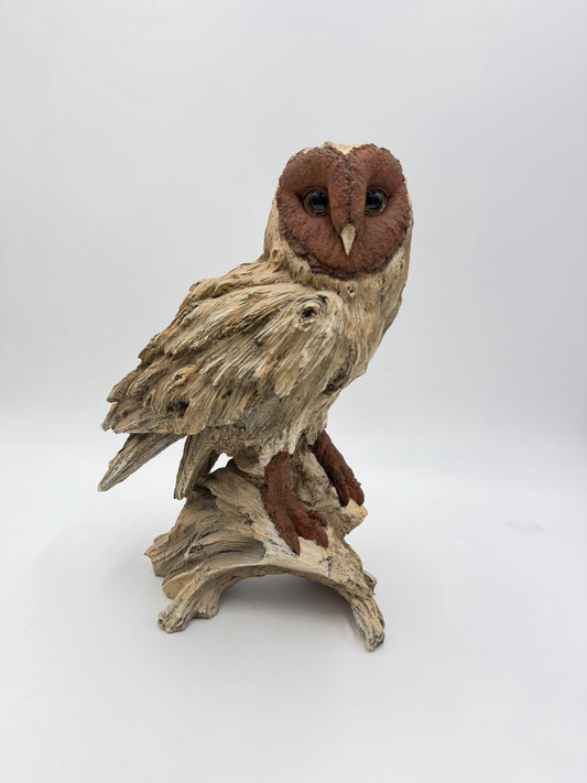 Large Barn Owl Driftwood Look Garden Statue Garden HotA Artful Crafting 13”H
