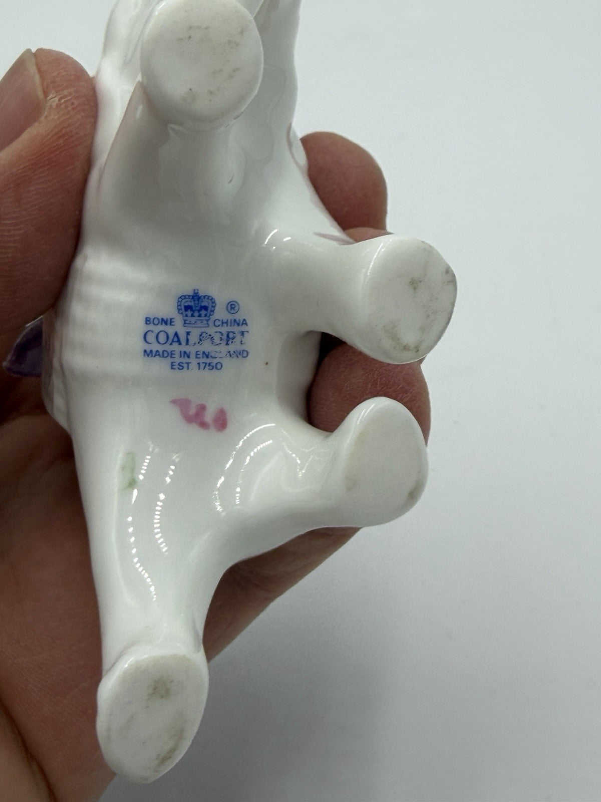 Coalport England Elephant White Pink Yellow Flowers Bouquet Figurine Porcelain
