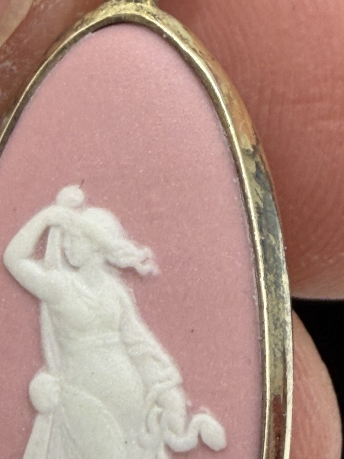 Wedgwood Jasperware Black & Pink Ring Necklace Jewelry Set 2 PCs