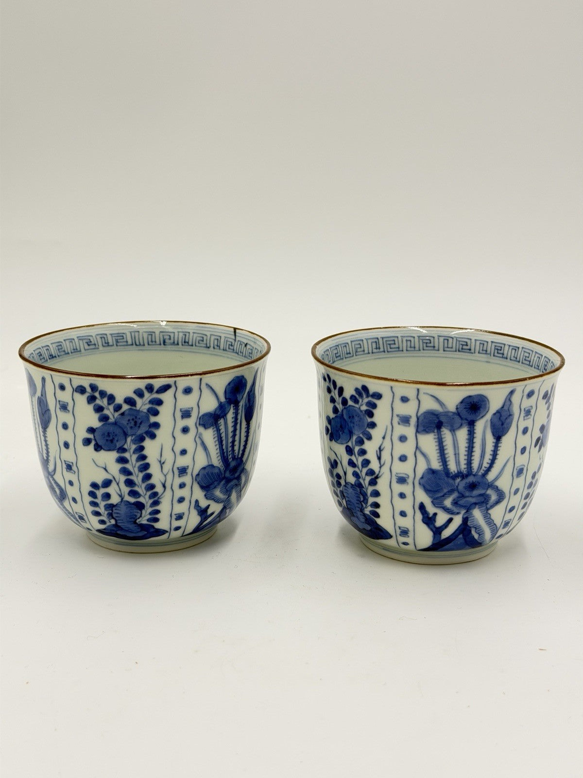 Qing Dynasty 19th  Jingdezhen folk kiln blue & white porcelain teacups