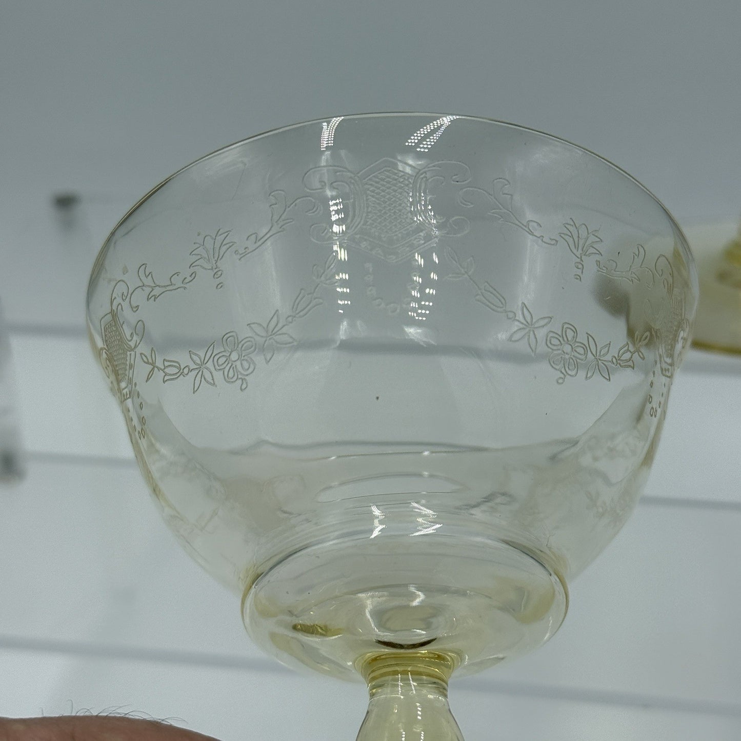 TIFFIN FRANCISCAN Paulina Mandarin Yellow Stem Champagne/Tall Sherbet Set Glasse