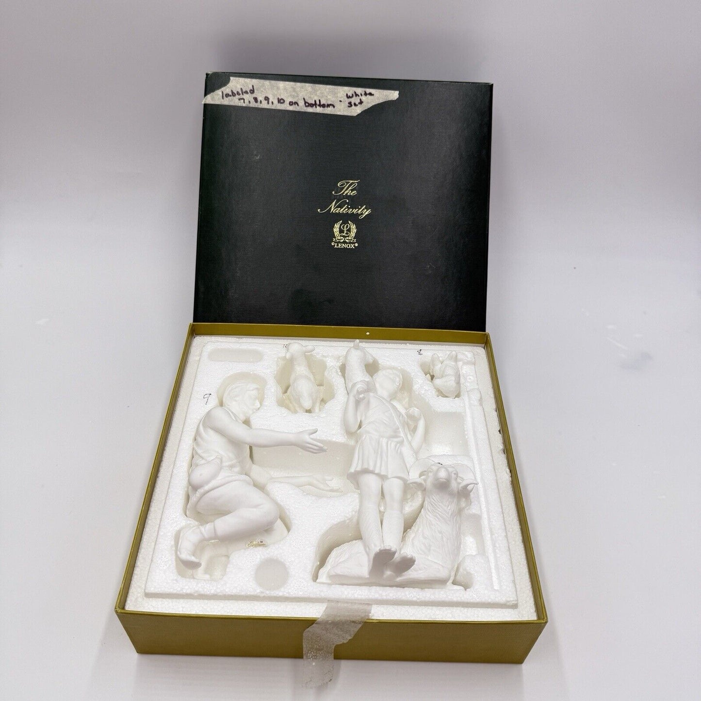 Lenox The Nativity White Bisque Porcelain Shepherds Figurines 4 PCs Box