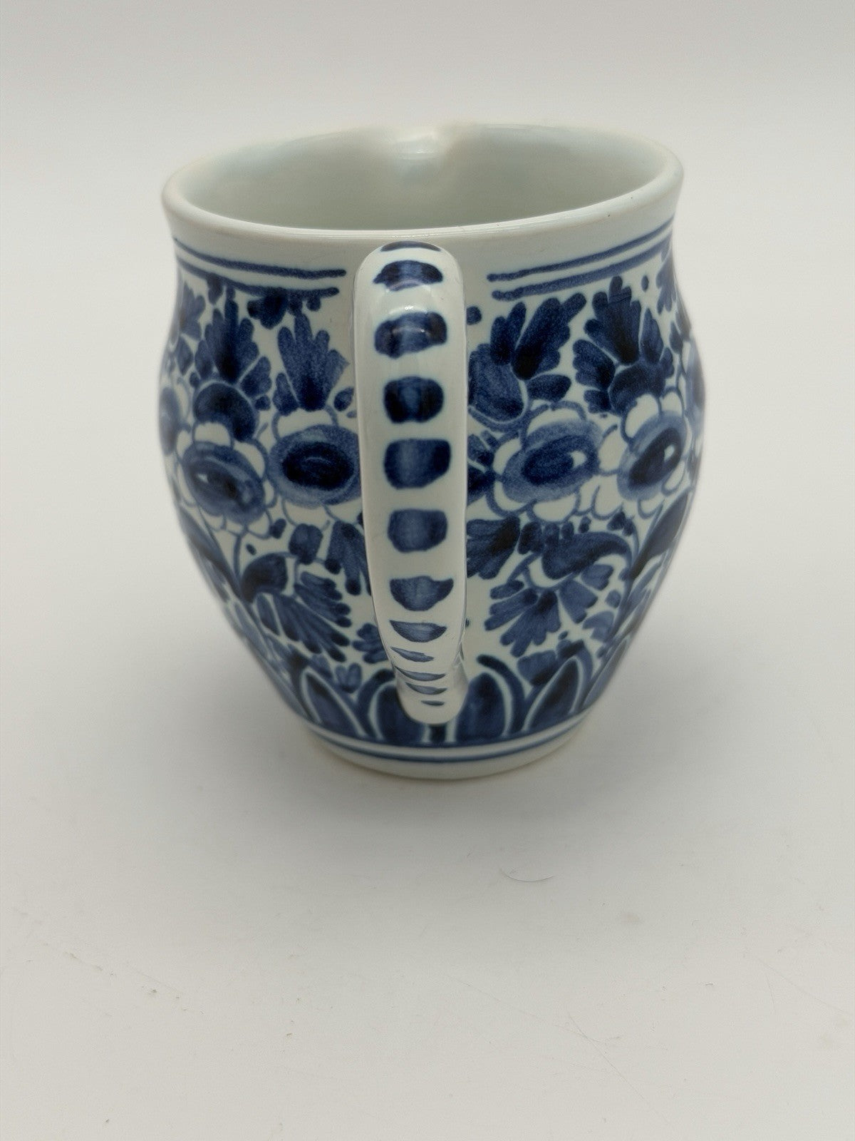 Delft Blue /white Dutch Pottery Floral Pitcher Small Ceramic 3”vintage Signed
