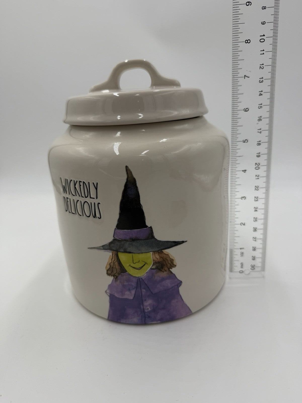 Rae Dunn Witch Wickedly Delicious Ceramic 8” Canister W/lid Cookie Jar Halloween