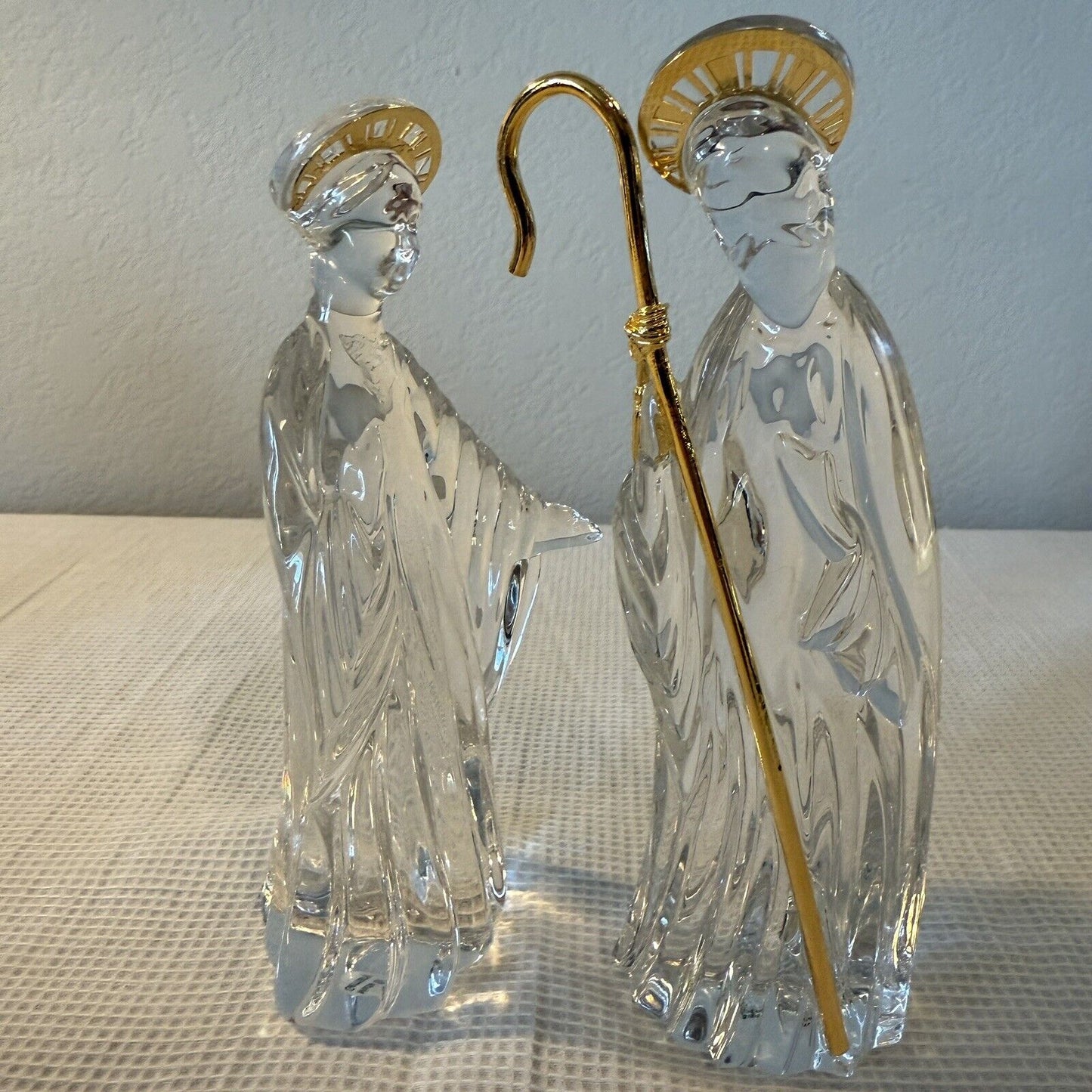 Crystal Gold Color Baby Jesus Made in Germany Mary And Joseph 5in H Nativity Set