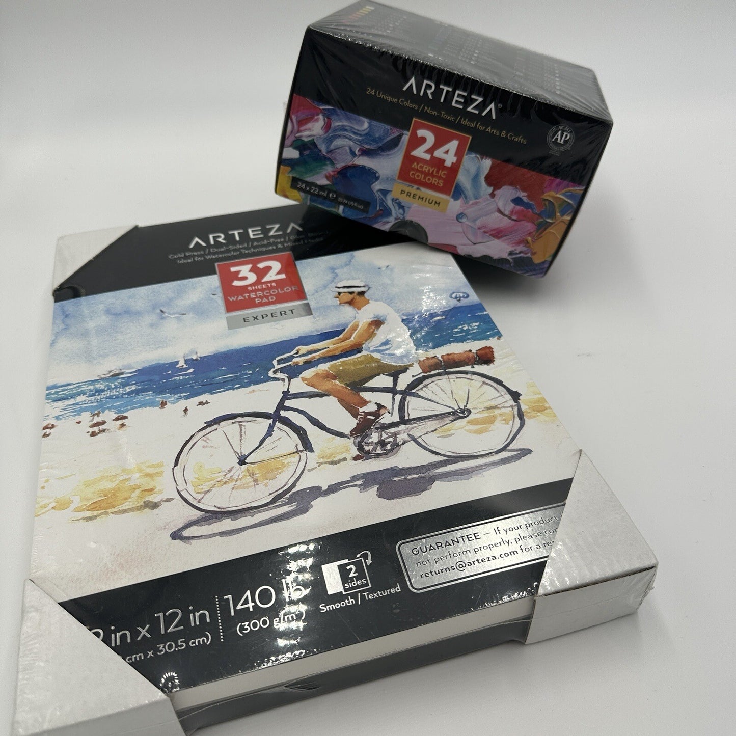 Arteza Acrylic Paint & Watercolor Pad 32 And 24 Colors Tubes 0.74 oz 22 ml Set