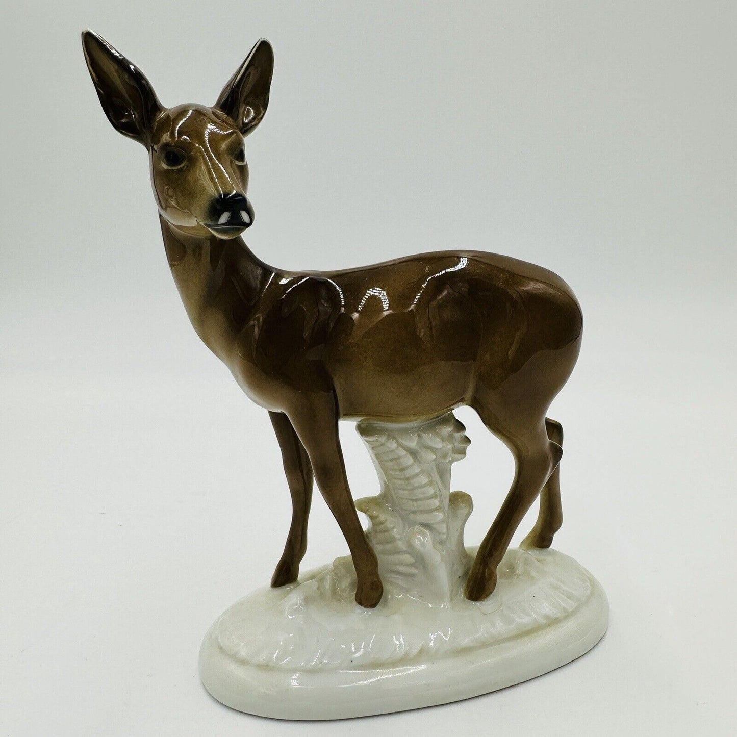 Gerold Deer Figurine Porcelain Bavaria Germany Glossy Brown Vintage Porzellan