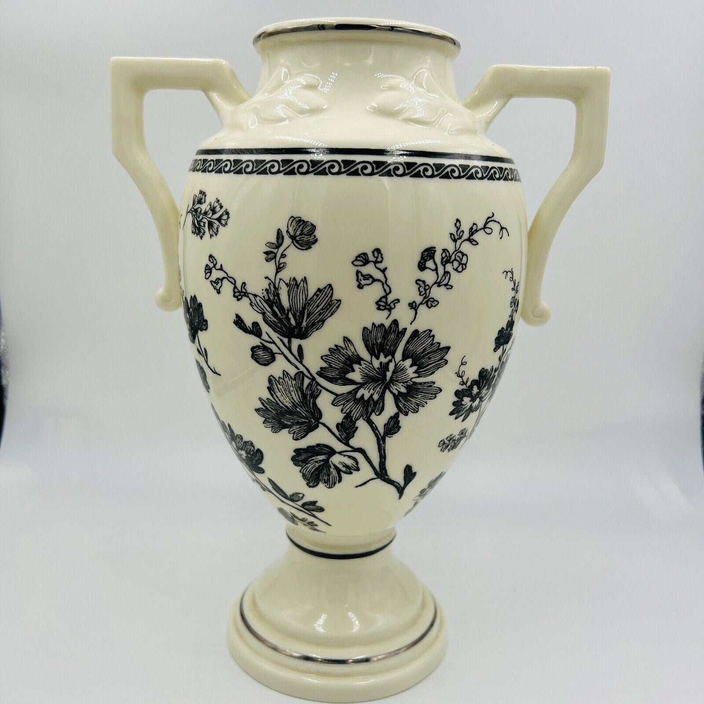 Lenox Urn Vase Porcelain 2002 Floral Elegance Handles Large Home Decor 9in