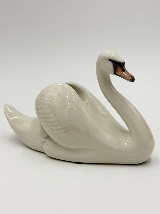 Royal Copenhagen Denmark Porcelain Swan Bird Figurine #755 White Glossy 4.5”x7”L