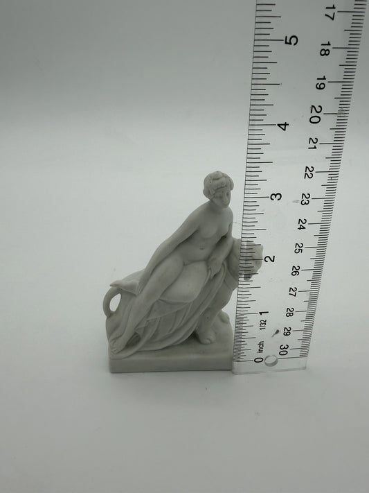 Vtg Ariadne Riding Panther Figurine White Bisque Miniature Figurine Germany 6555