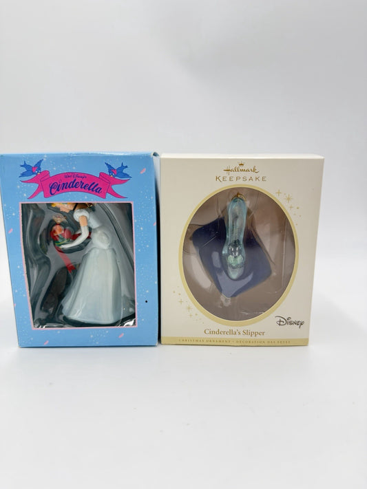 Hallmark &!Disney Grolier Cinderella Slipper Christmas Ornaments Set 2