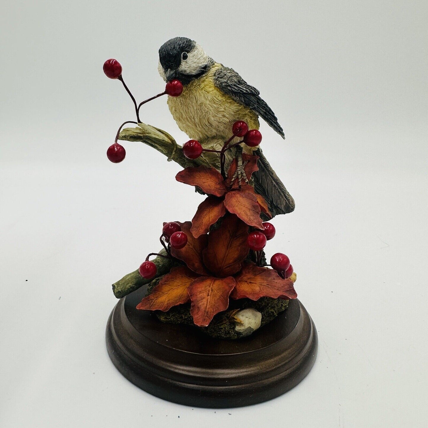 Country Artists Chickadee W Berries Figurine Signed Hand Painted 01700 B Capped