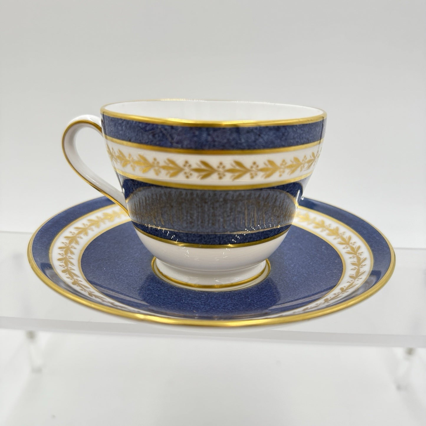 Rare Spode CRAVEN English Pattern Porcelain Teacup & Saucer Blue Gold Lauren