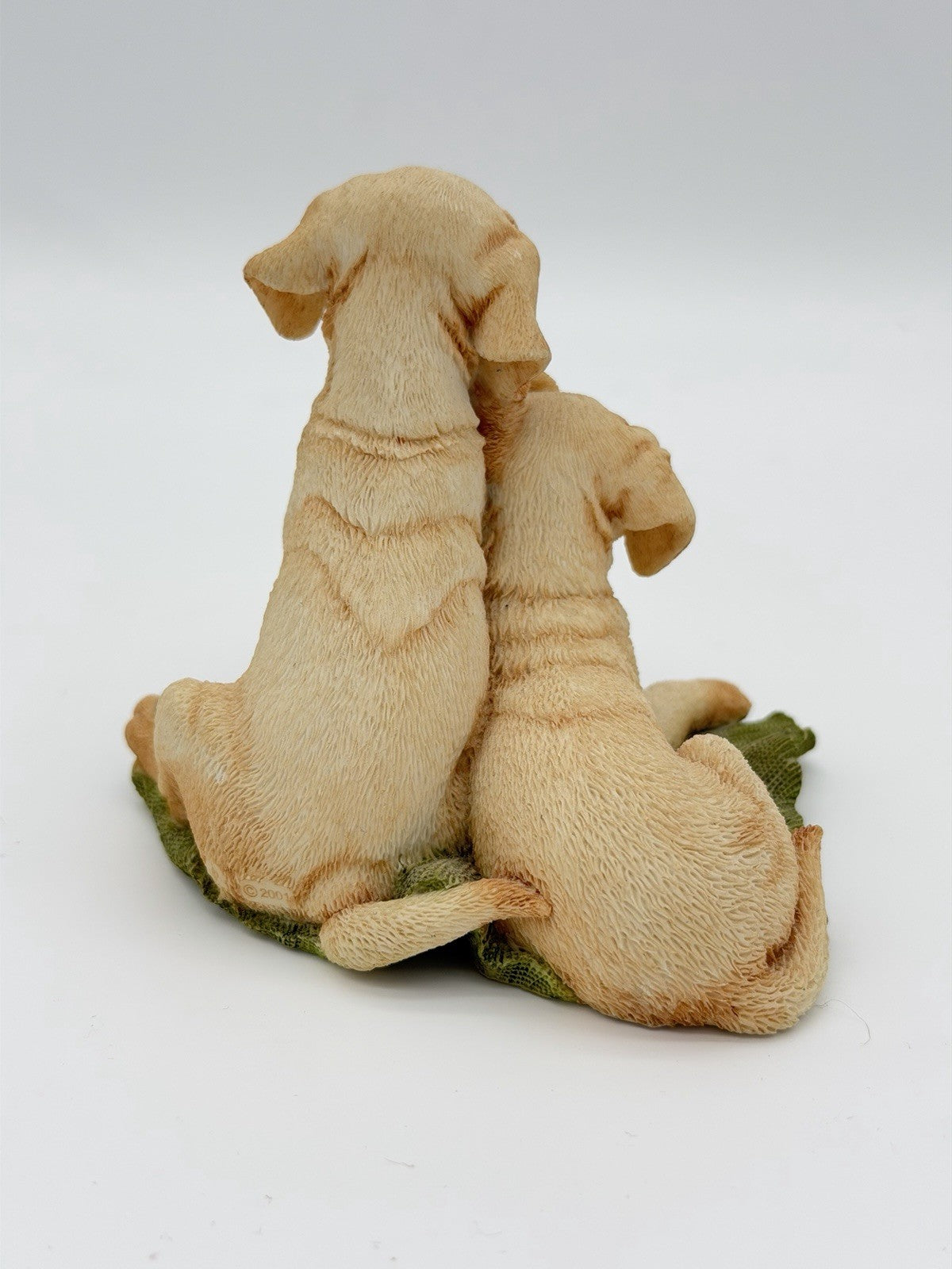 Country Artists England Yellow Labrador Pups W/Dog Bowl Painted Dog Figurine 4”