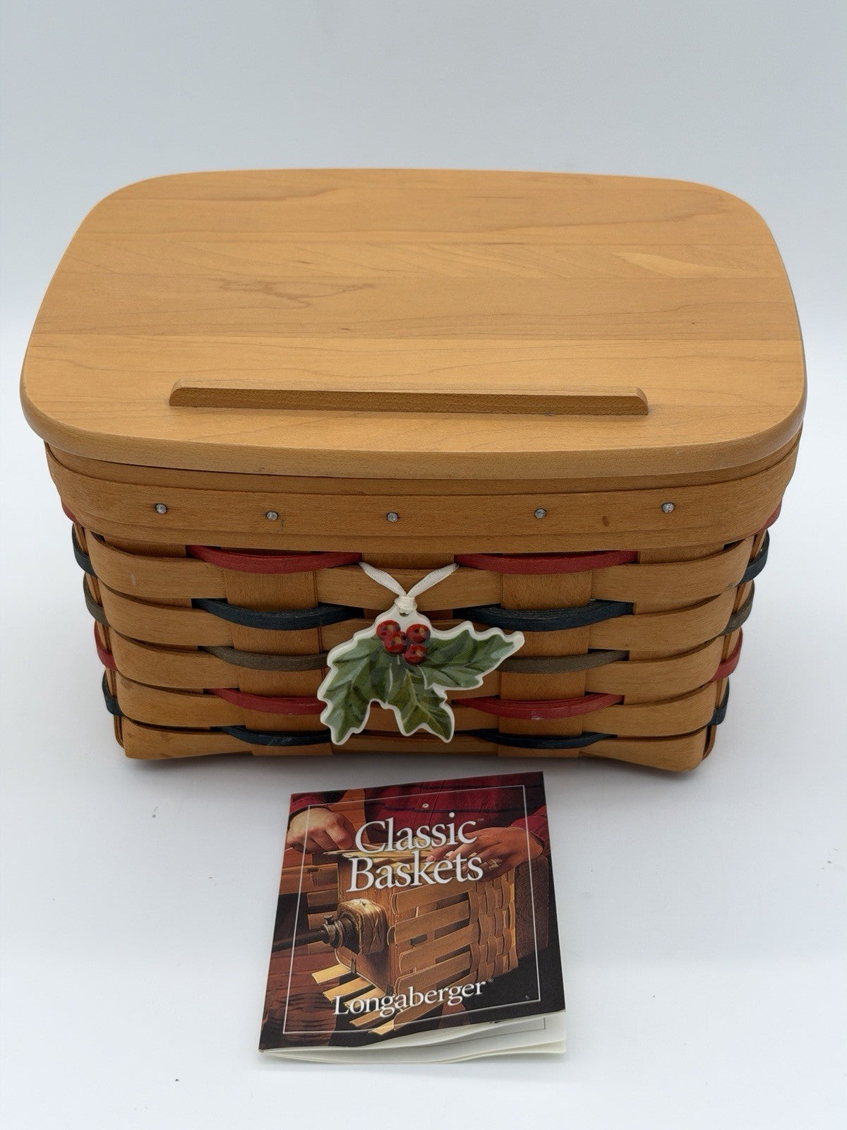 Vintage 2001 Longaberger Recipe Woven Basket w/Lid Liner Tie-on Christmas Rare
