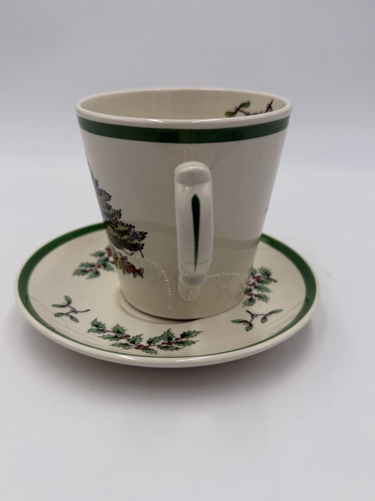 Vtg Spode Christmas Tree Pointed Handle S 3324 Tea Cup Mug & Saucer Antique