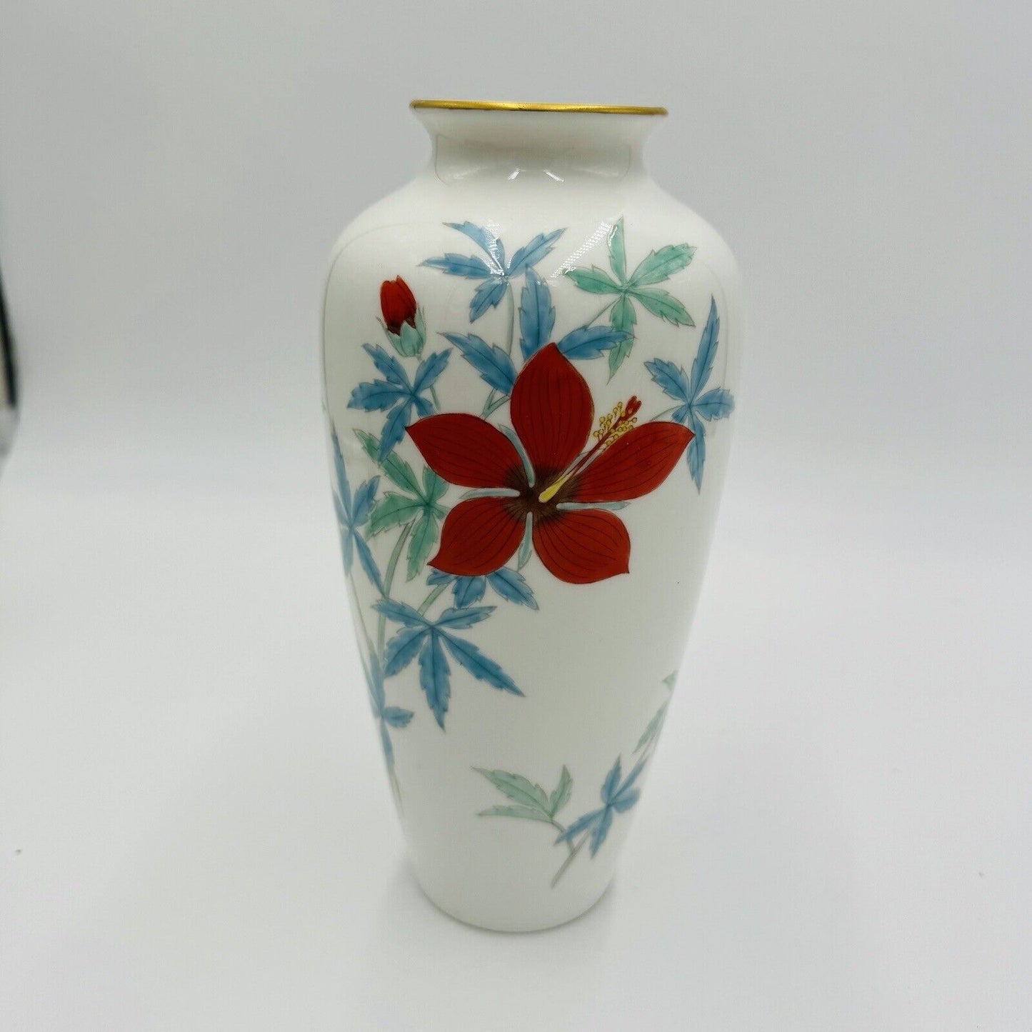 Noritake china Nippon toki kaisha vase with habiscus floral porcelain 8.5in