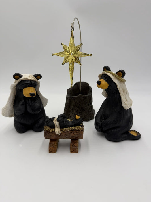 Big Sky Carvers Bearfoots Beartivity Mary Joseph Jesus Star Figurines Nativity