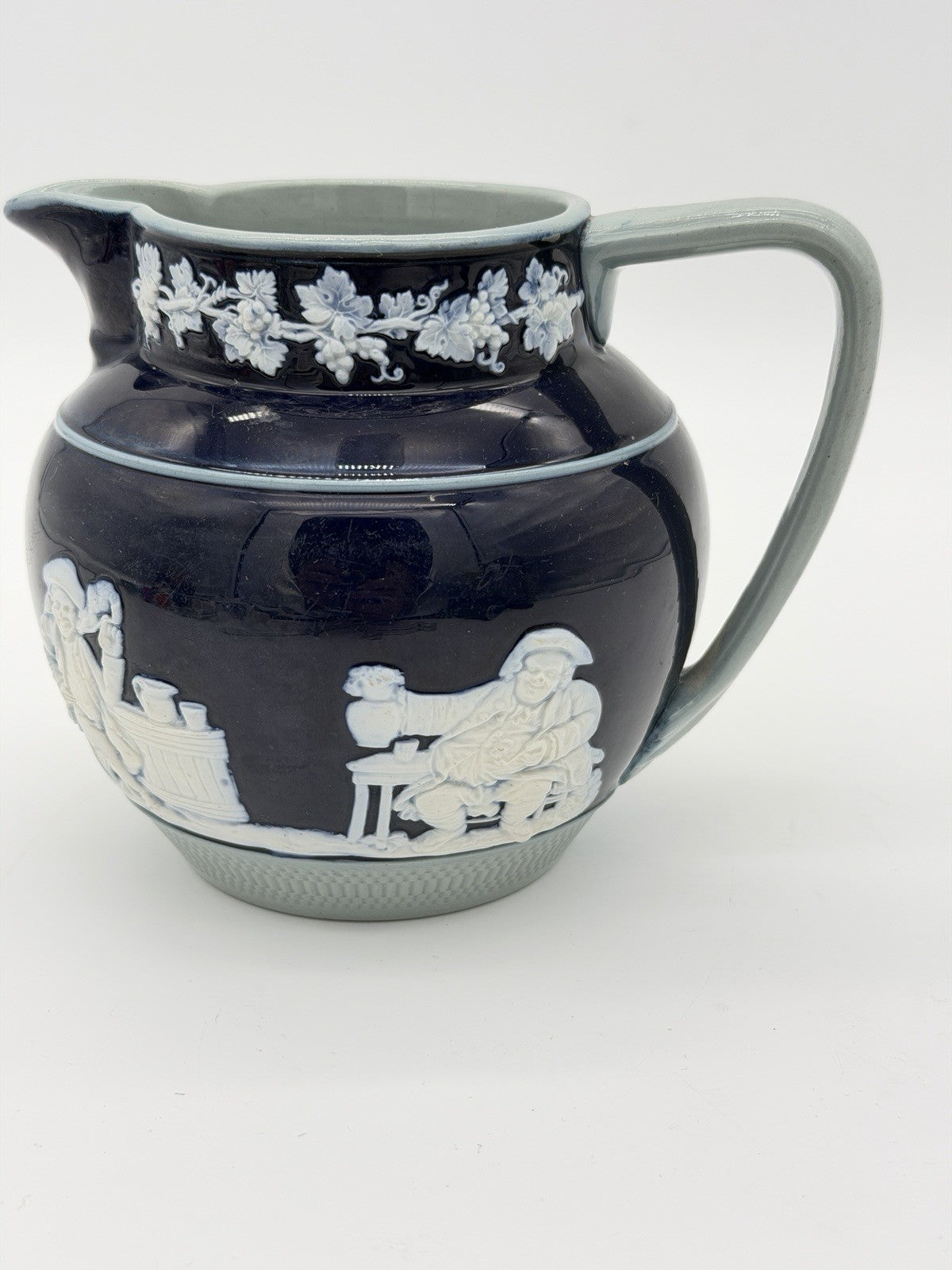Antique Copeland Late Spode England Cobalt Blue Jasperware Pitcher