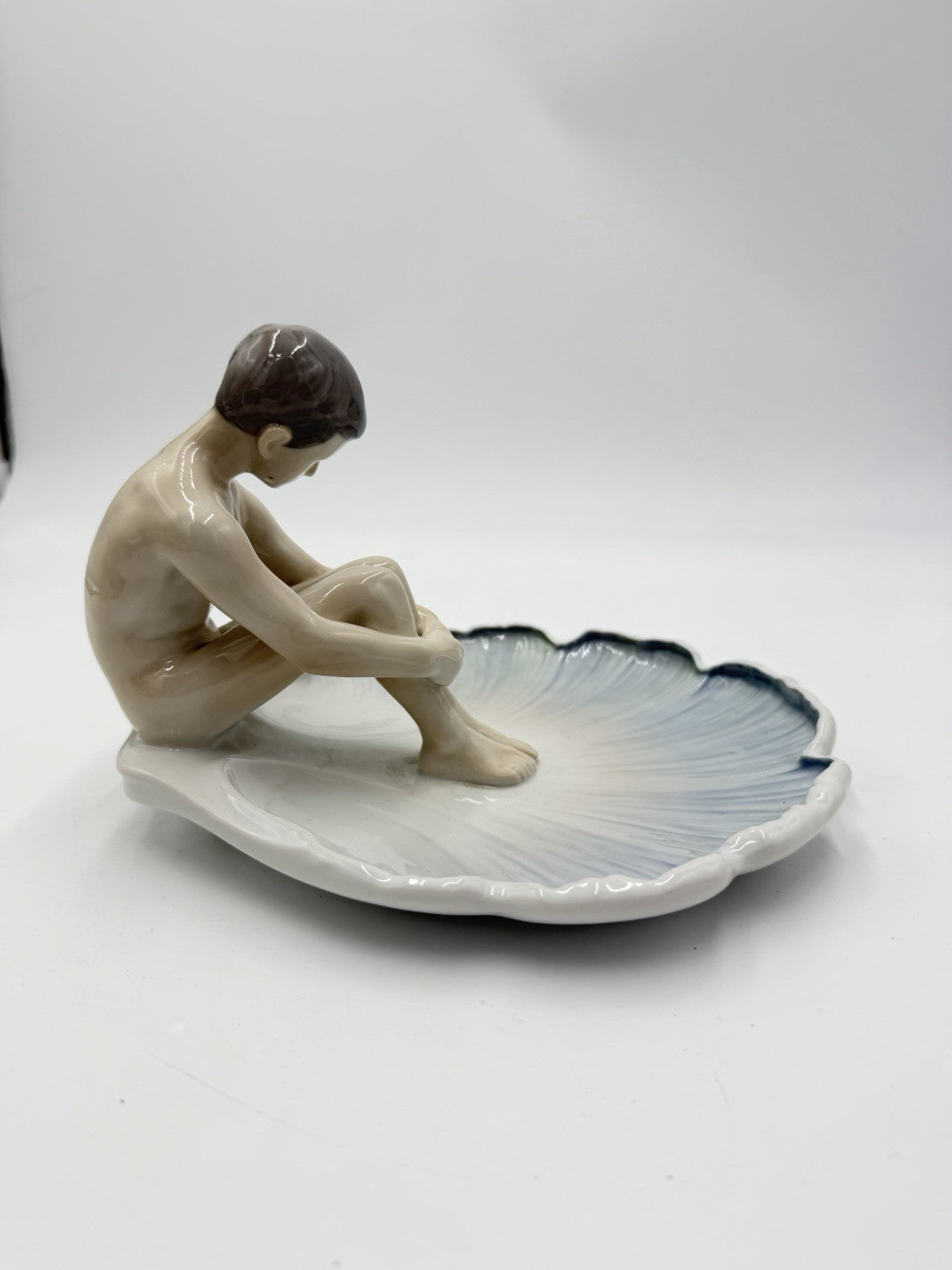 Vintage Bing & Grondahl Lily Pad Dish Art Nouveau Meditation of Nude Boy # 1660