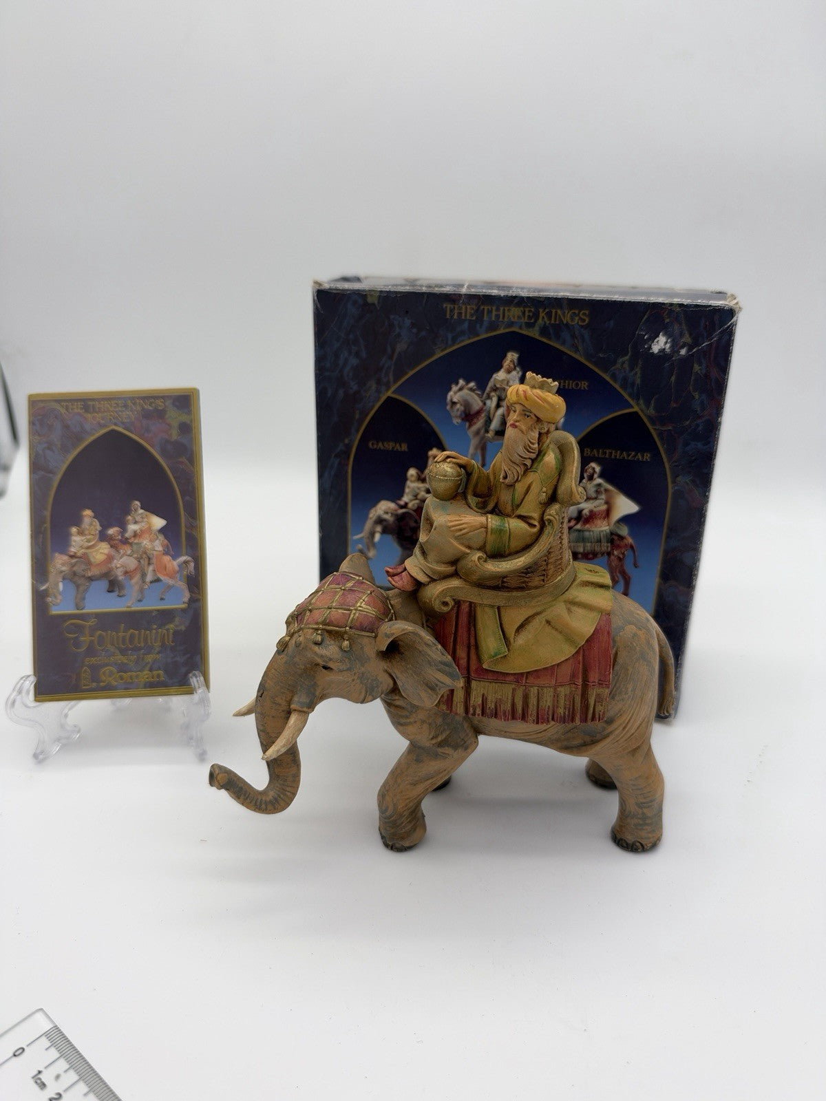 Fontanini Italy Three Kings on Animals Gaspar On Elephant Figurine 6.5”H Signed