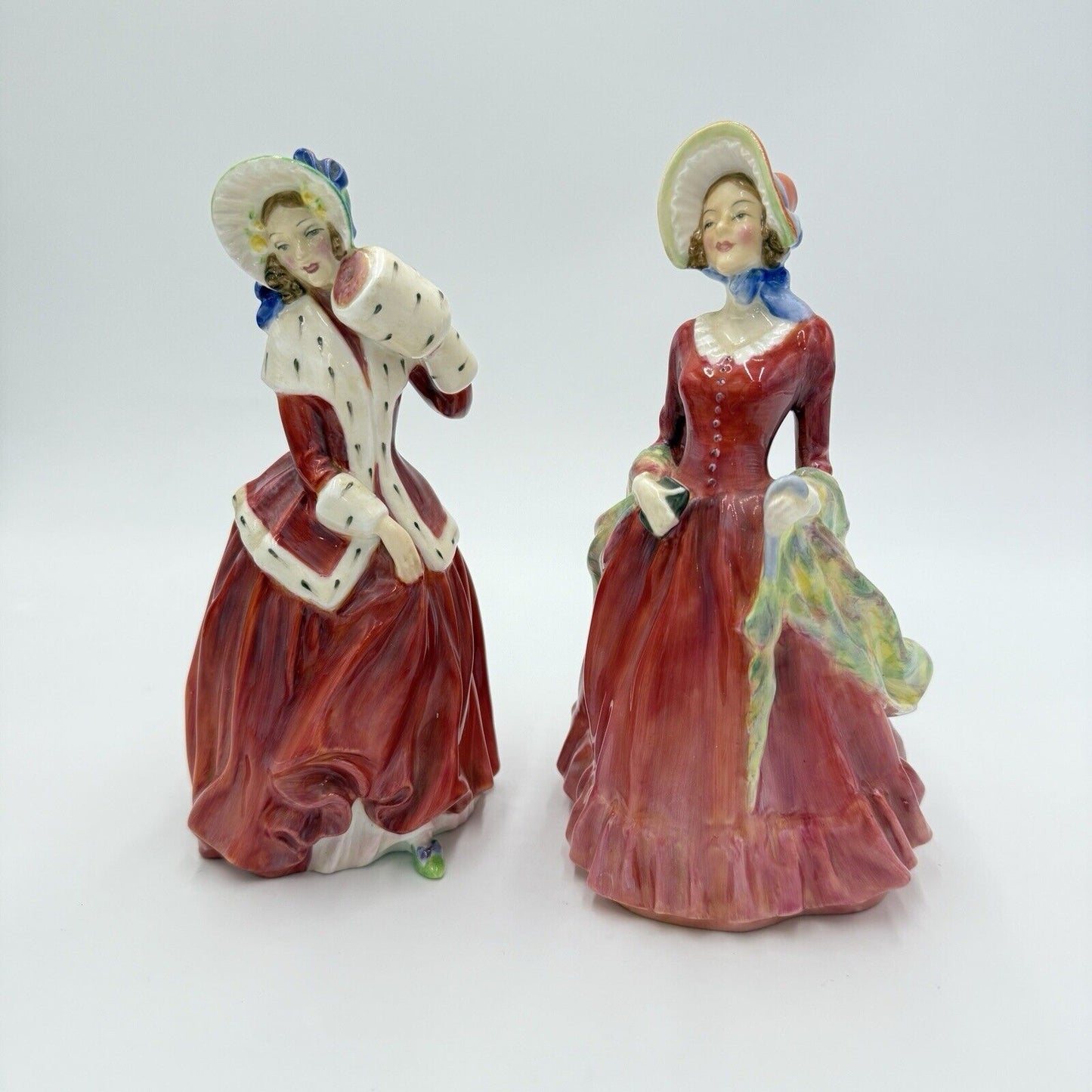 Vtg Royal Doulton Ladies Figurines Sabbath Morn Christmas Morn Porcelain England