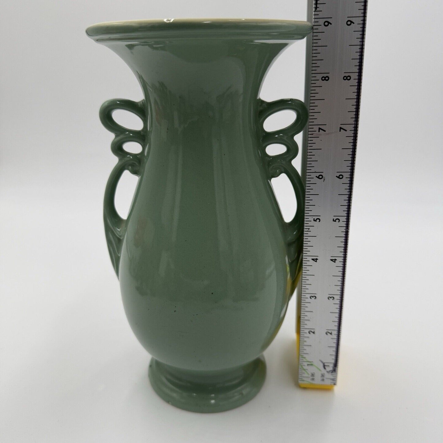 Abingdon USA Pottery 1930's Celadon Green Double Handled Vase #535 Large Rare