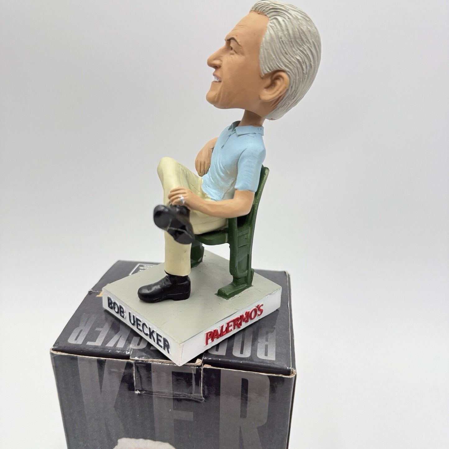 Bob Uecker Bobblehead Announcer for Milwaukee Brewers Sitting on Chair 2015 Box