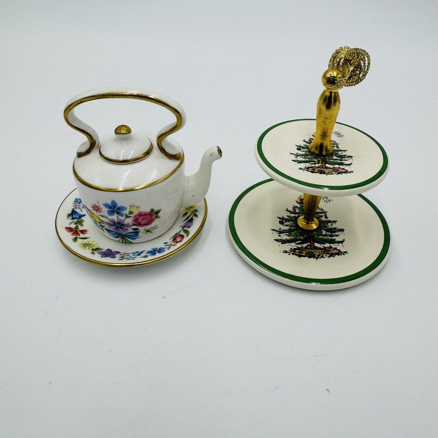 Spode Miniatures Teapot Plate 2 Tier Serving Tray Miniatures 2in Rare Vintage