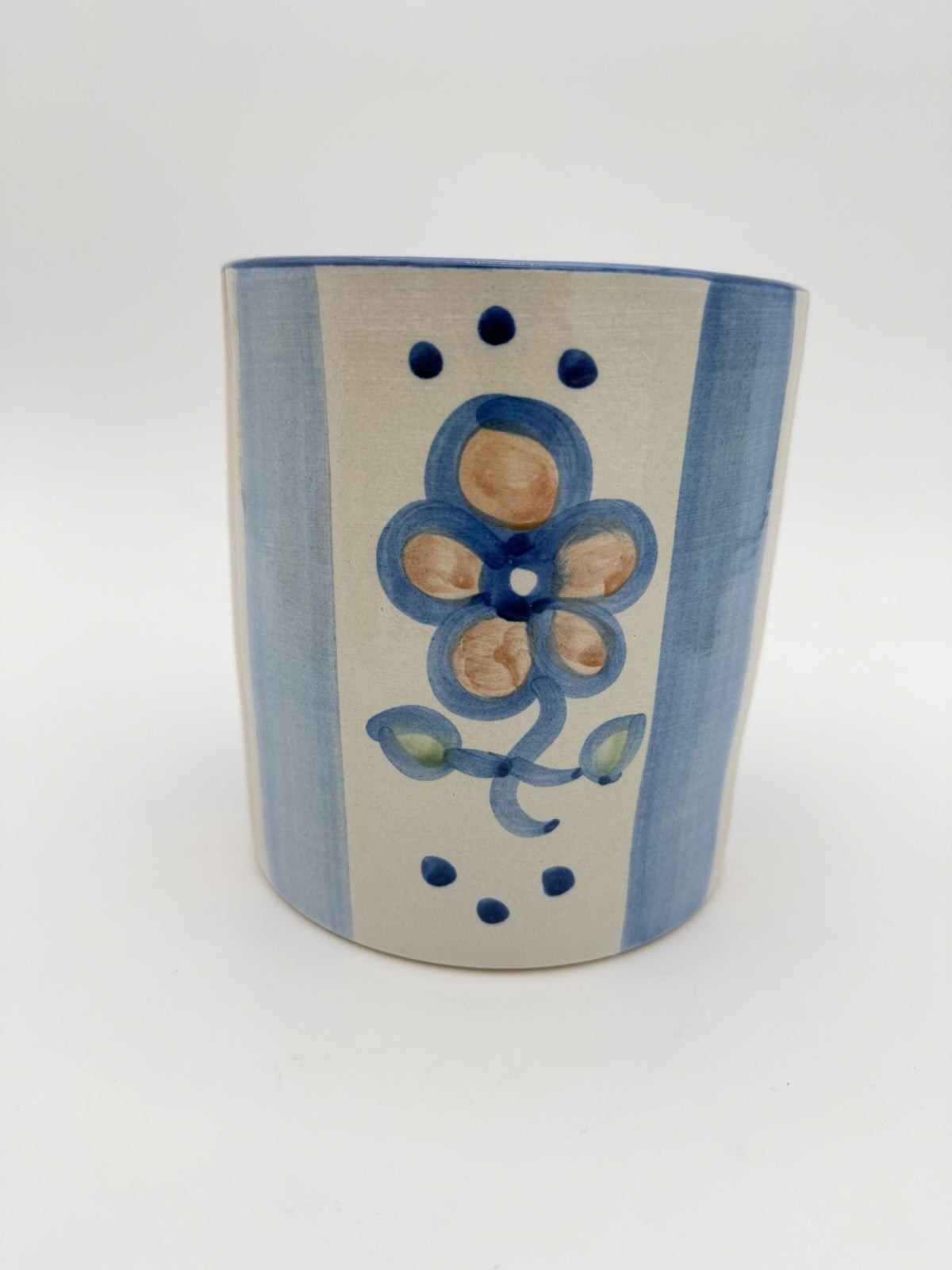 Rare M.A. HADLEY Art Pottery Floral Stoneware Utensils Kitchen Holder 5.5”x5”