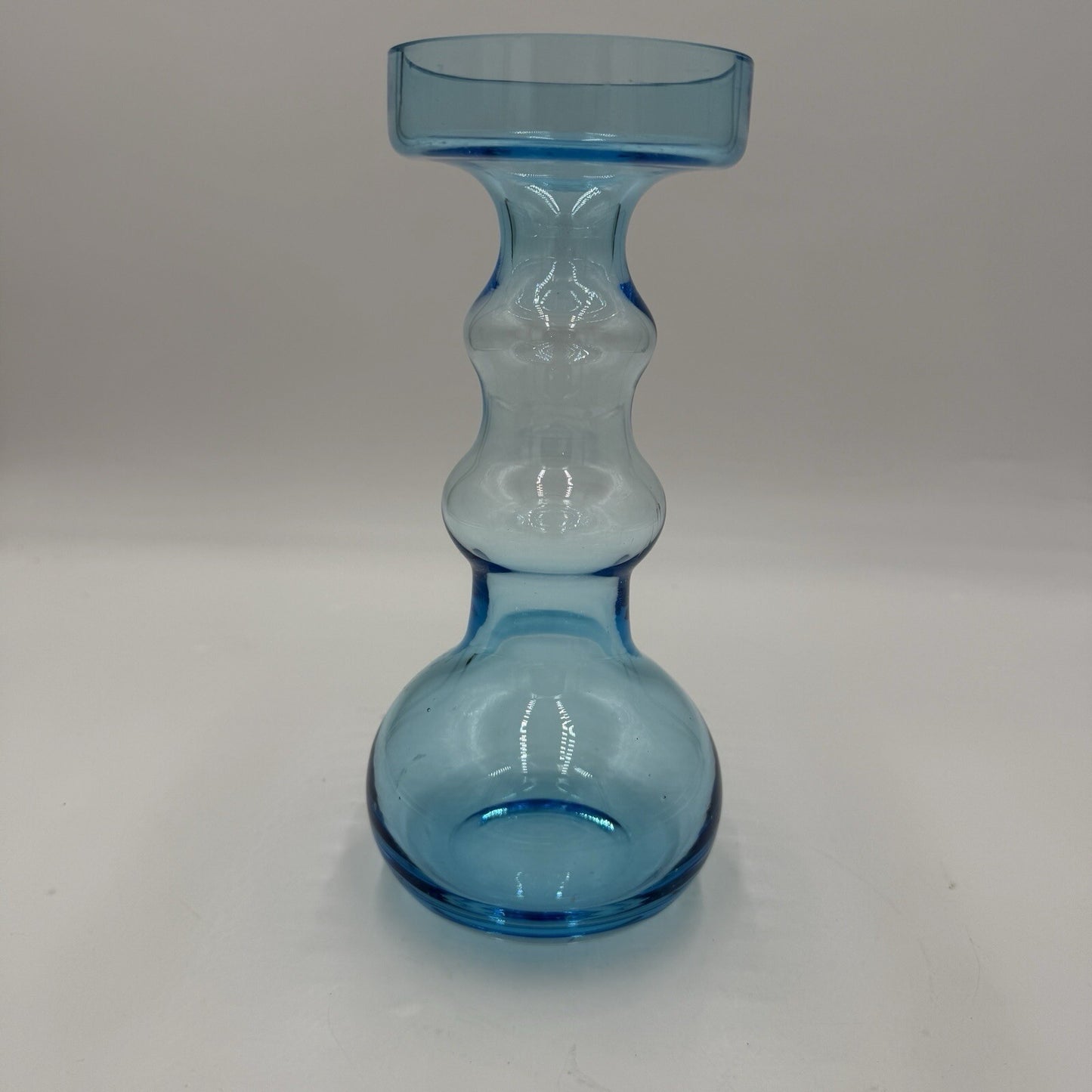 Nuutajarvi Oiva Toikka Blue Vase Finland 1960s 9" Multi shaped Vintage Art Glass