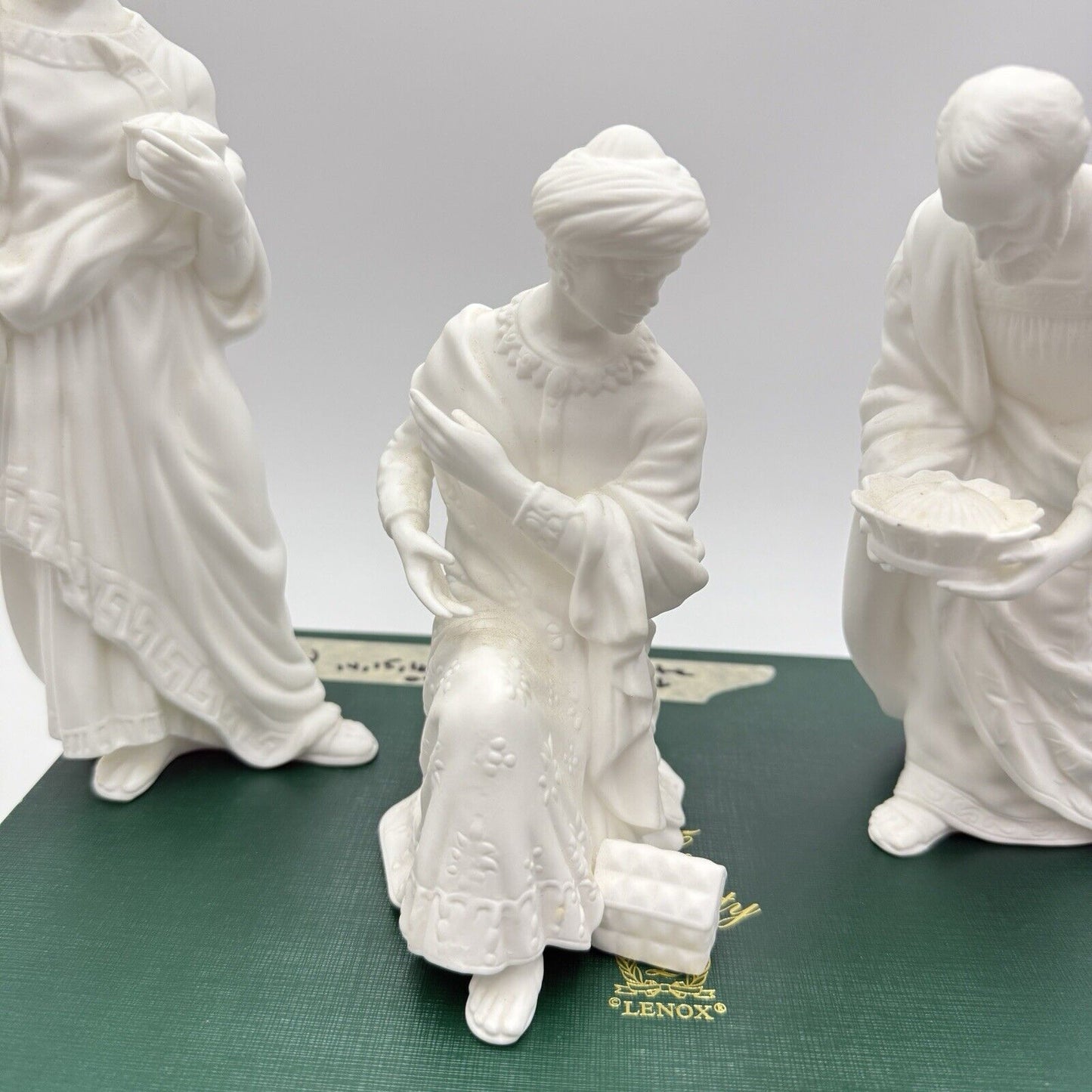 Lenox The Nativity White Bisque Porcelain 3 Wisemen Figurines 8” Box The Kings