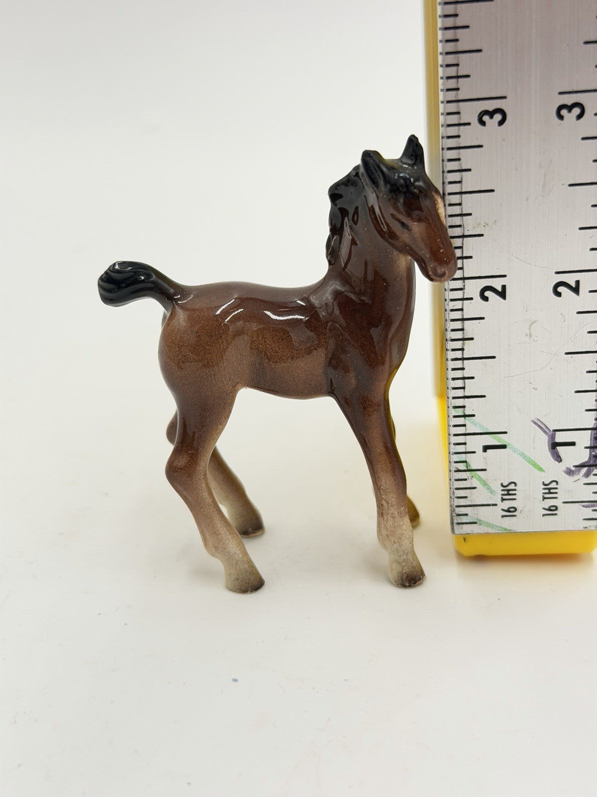 Vintage Hertwig Painted Porcelain Foal Horse Figurine Germany 3”H Glossy Rare