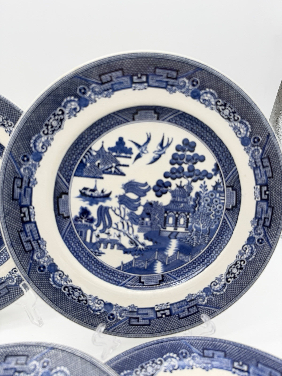 Johnson Bros England Porcelain Blue Willow 10" Dinner Plate chinoiserie 5 PCs