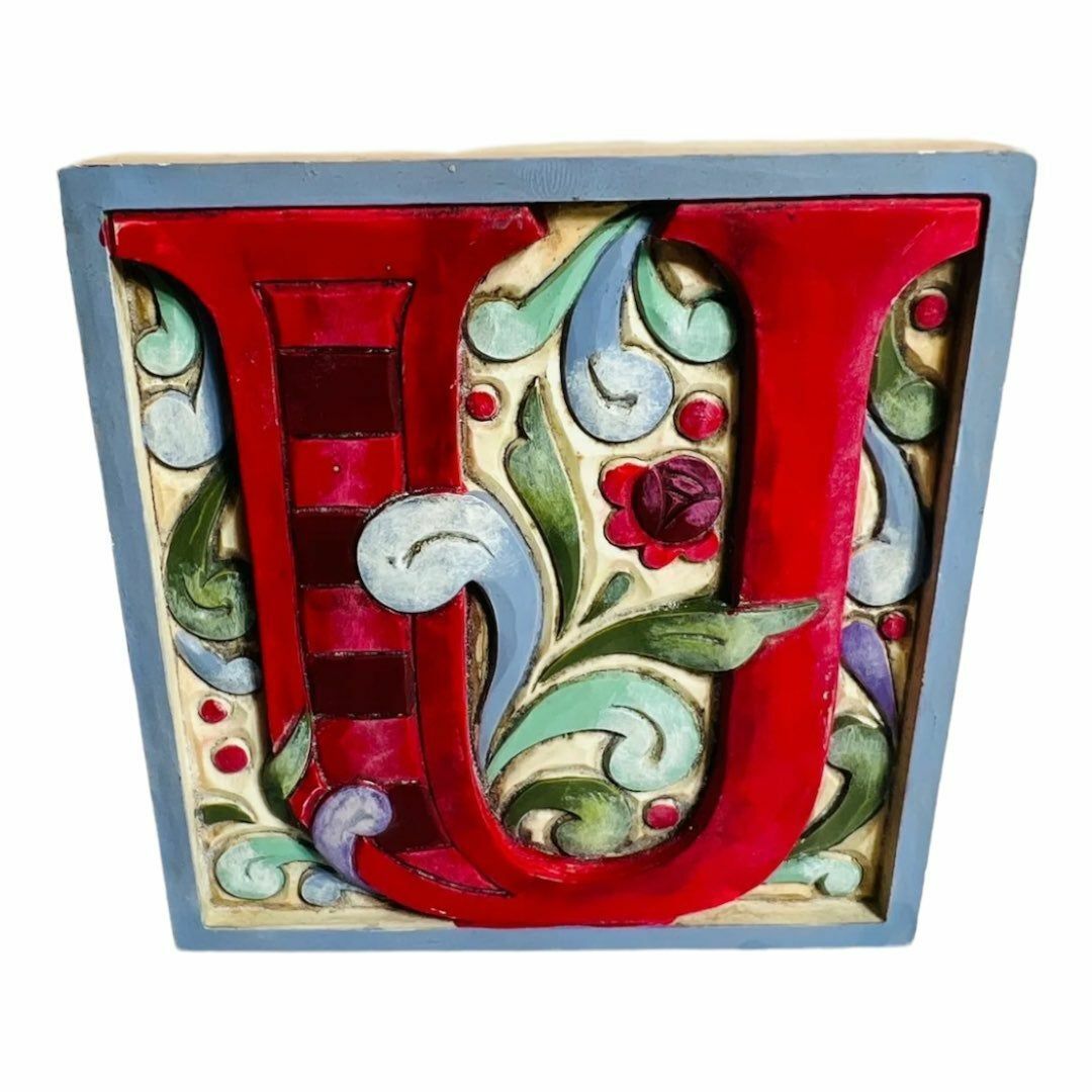 Jim Shore Square Block Monogram Family Letter "U" #4013215U Home Decor