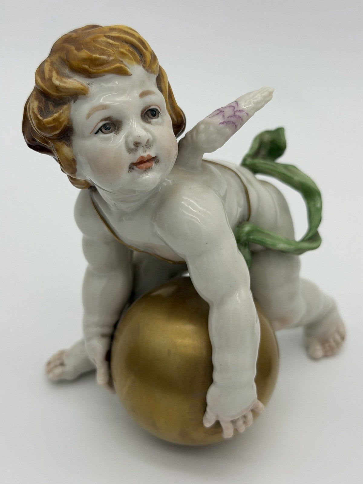 1940’s Algora Spain Porcelain Art Nouveau Playful Cherub Angels Figurines Gold