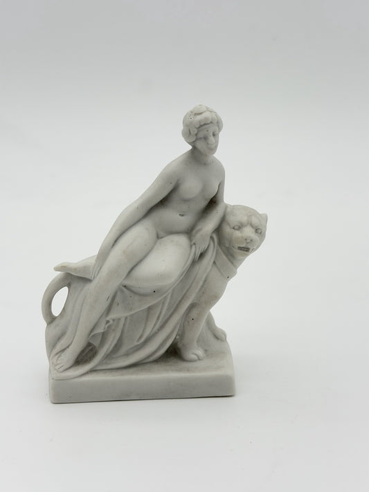 Vtg Ariadne Riding Panther Figurine White Bisque Miniature Figurine Germany 6555