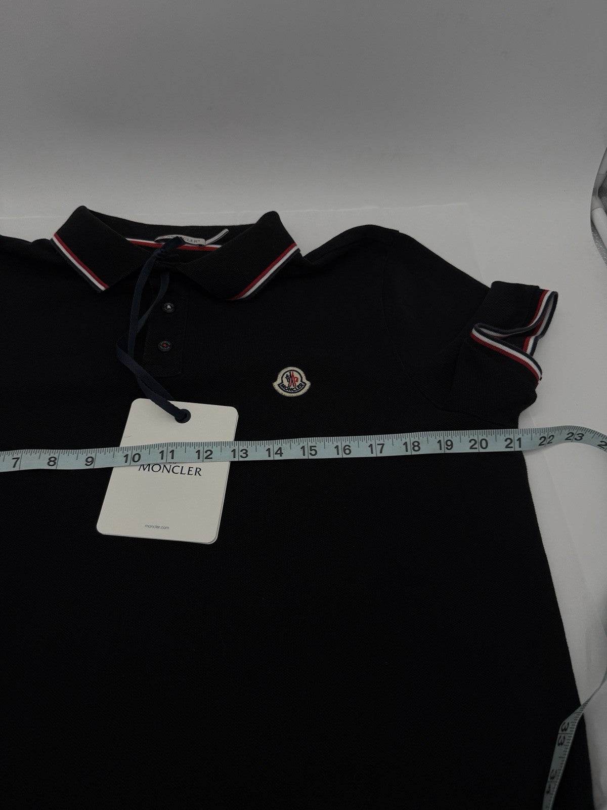 Moncler Men Black Slim Fit Polo Shirt Sz  L Fits M Cotton
