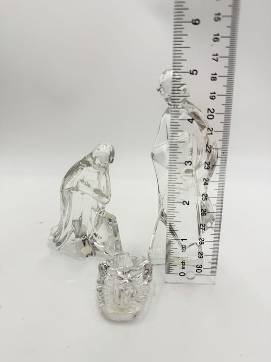 Vintage Mikasa Lead Crystal Nativity 5” Joseph Mary Jesus Christmas Figurines