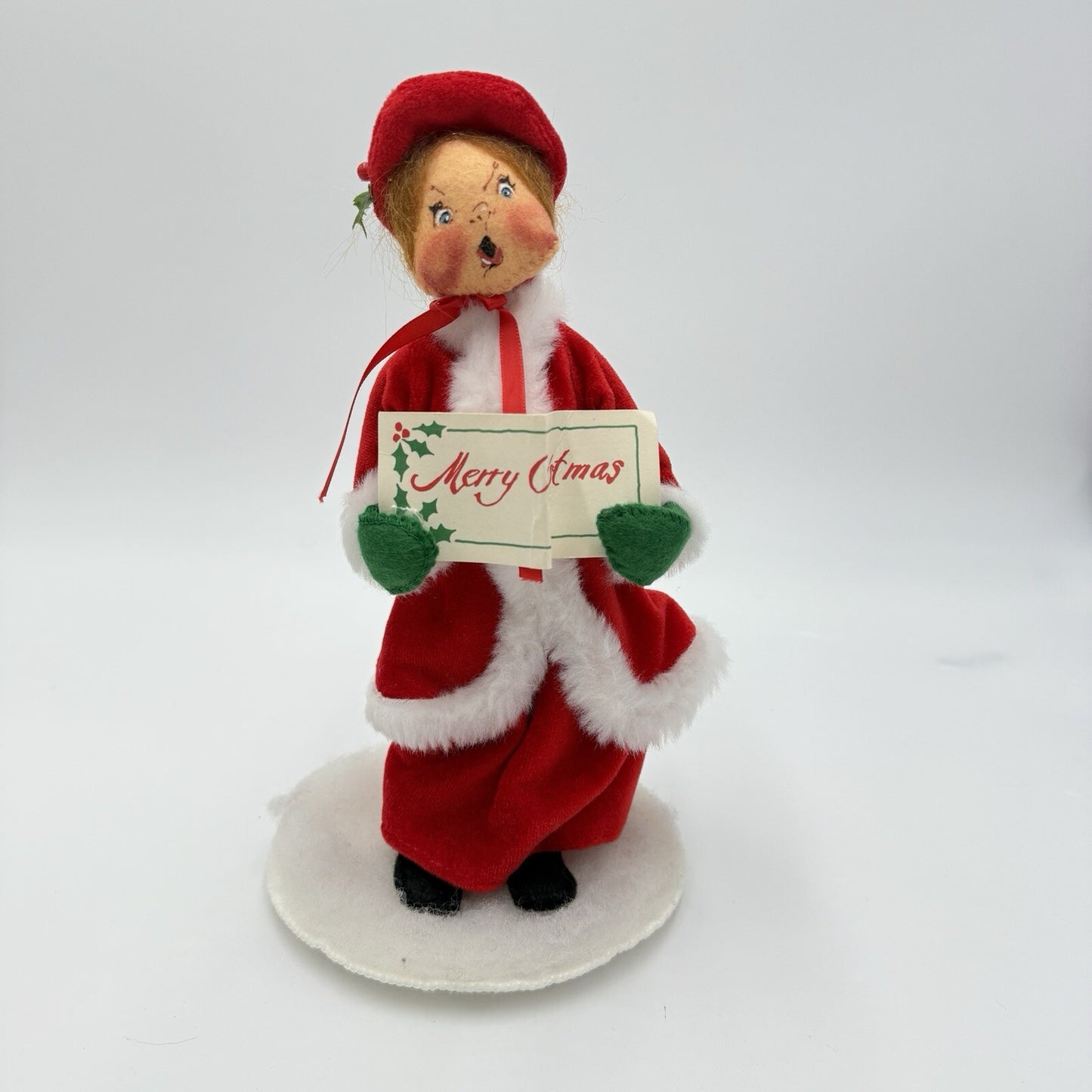 Annalee Doll Christmas Caroler Girl Vintage 1987 Rare Read Felt Fabric 10in
