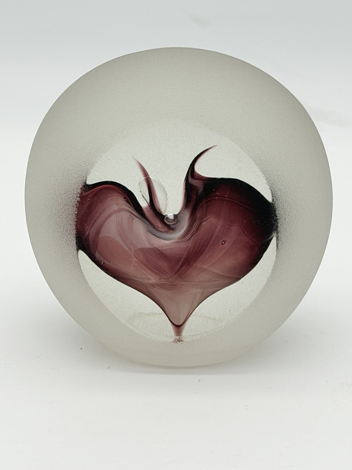 Neil Duman Art Glass Paperweight Purple Heart Virginia Studio Frosted 90’ Rare 3