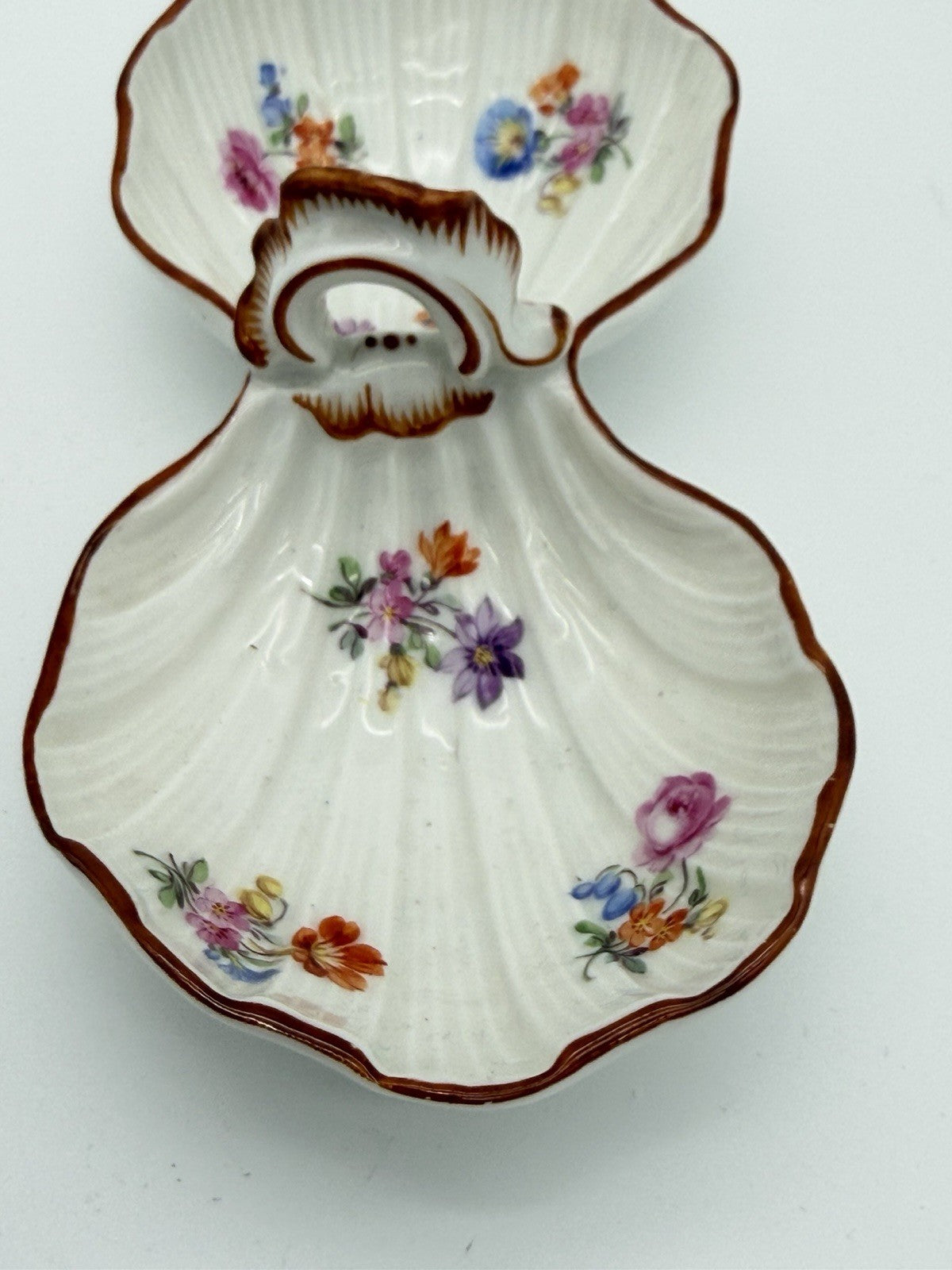 Antique Meissen porcelain double sided dish /tray floral painted 18th century