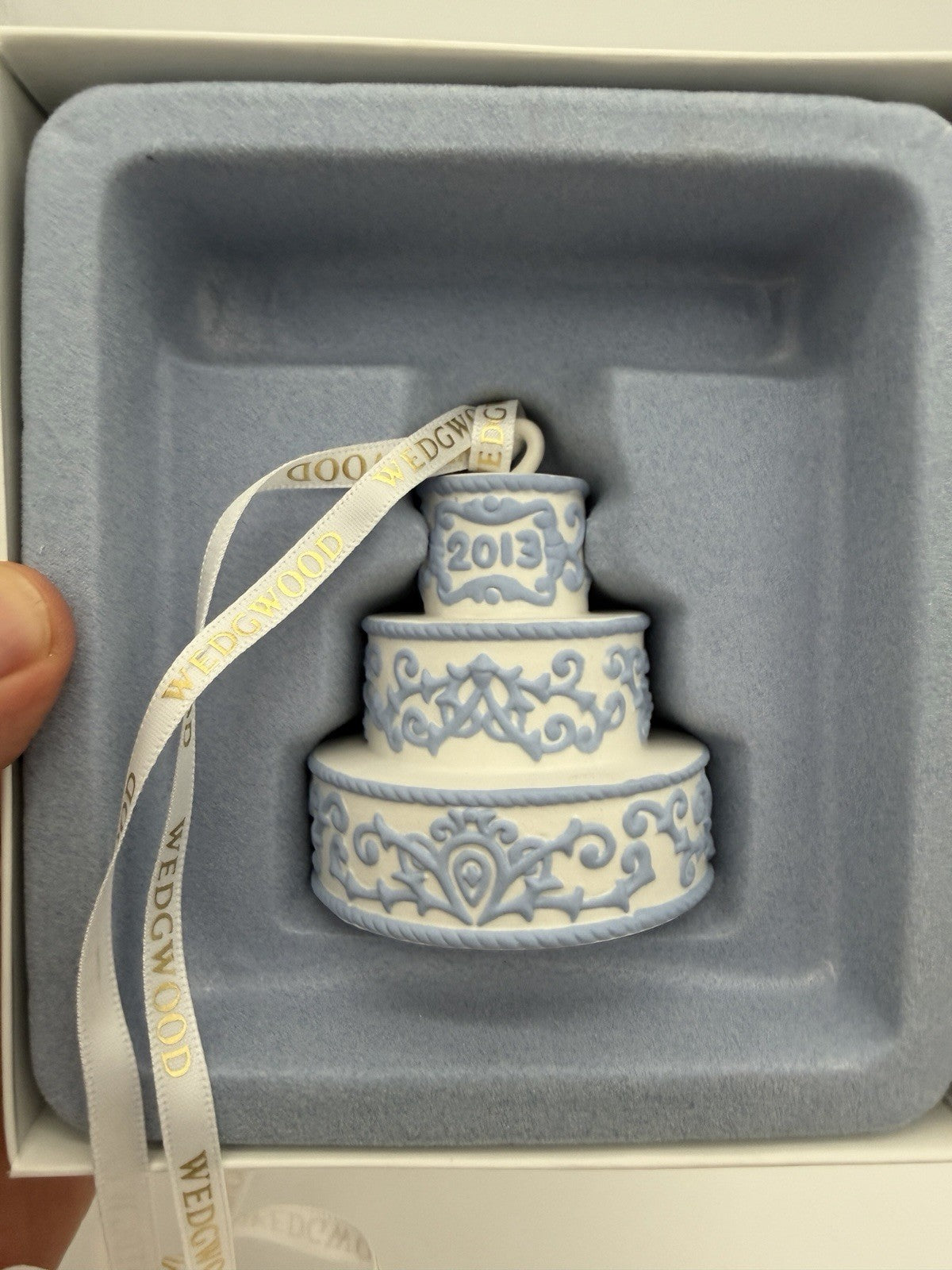 Wedgwood Jasperware First Christmas Together Wedding Cake 2013 Hanging Ornament