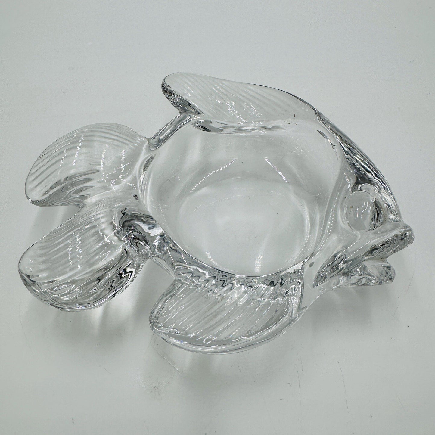 Fish Shaped Candy Trinket Art Vannes France Crystal Ring Dish 2”H x 6.5"L