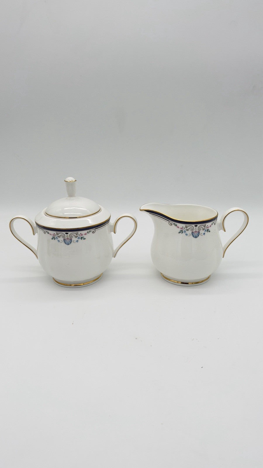 Rare Lenox porcelain USA Sabrina pattern sugar & creamer bowl set