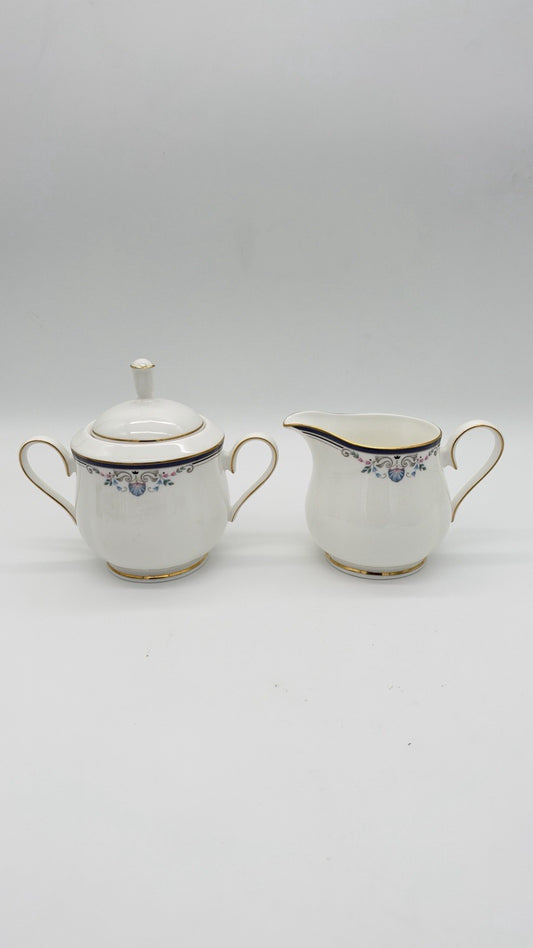 Rare Lenox porcelain USA Sabrina pattern sugar & creamer bowl set
