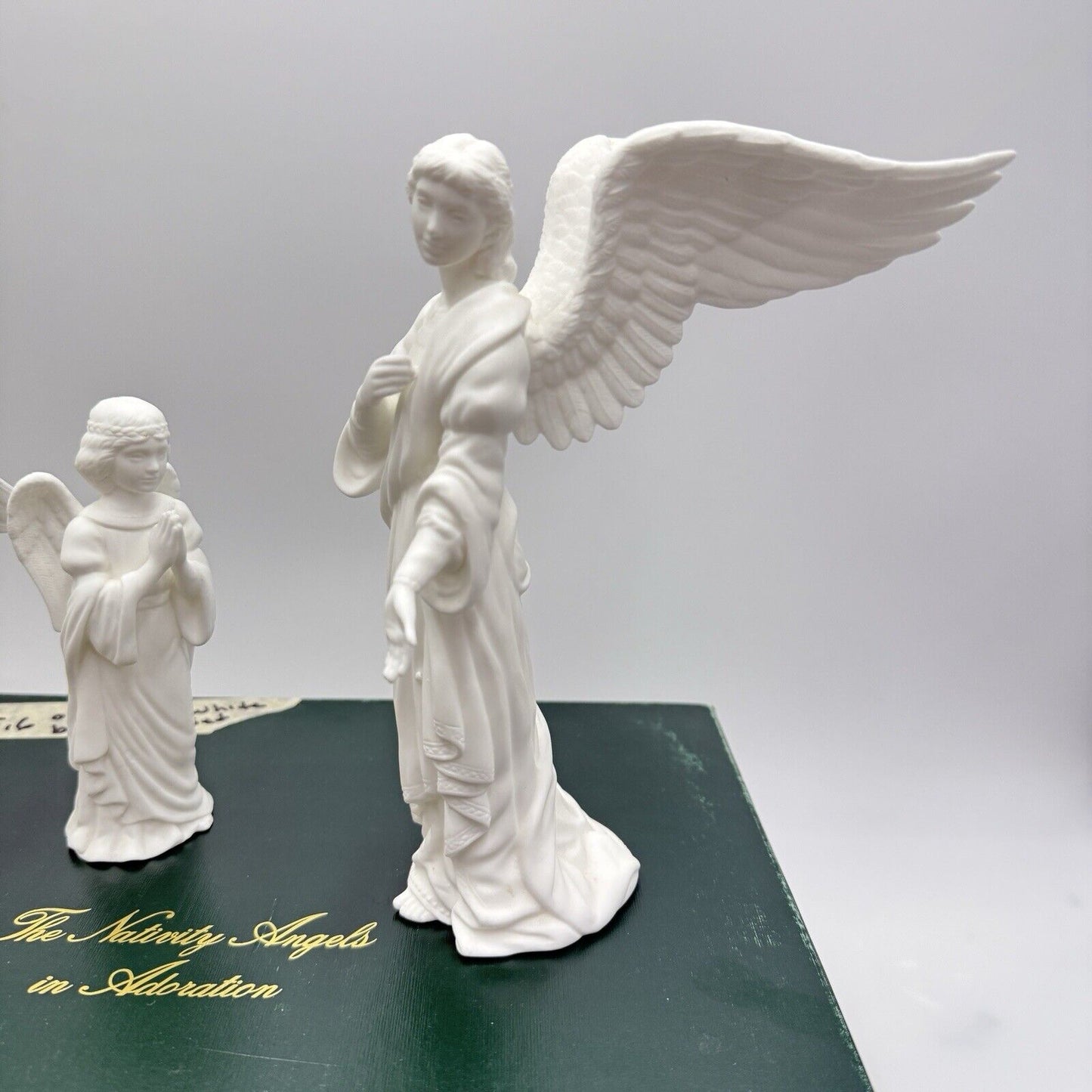 Lenox The Nativity White Bisque Angels Set Figurines Porcelain 1989 Vtg Box 8”